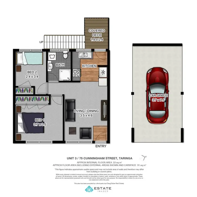 Floorplan of Homely unit listing, 3/75 Cunningham Street, Taringa QLD 4068