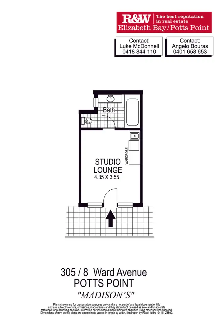 Floorplan of Homely studio listing, 305/8 Ward Avenue, Potts Point NSW 2011