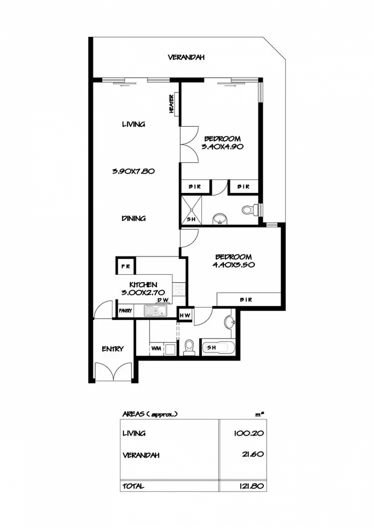 Floorplan of Homely apartment listing, 2/100 South Terrace, Adelaide SA 5000