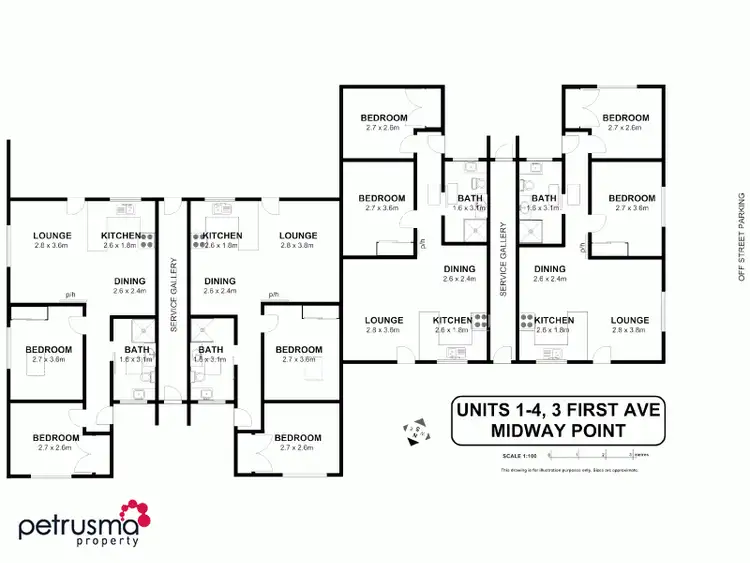 Floorplan of Homely unit listing, 3 First Avenue, Midway Point TAS 7171