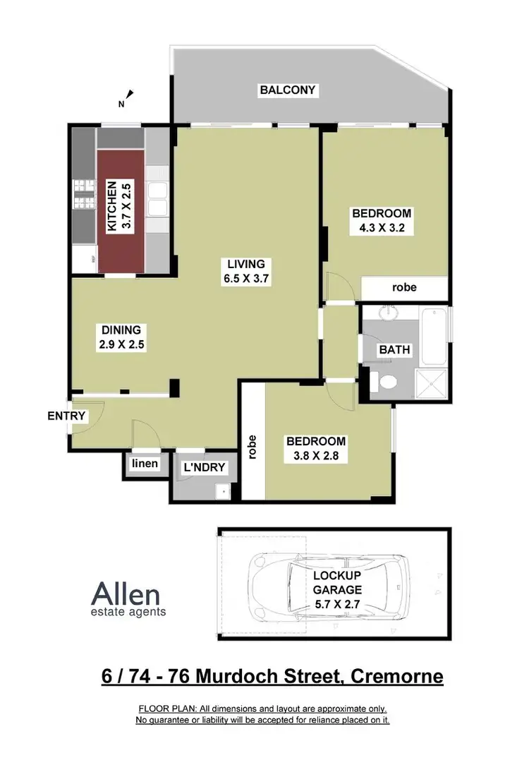 Floorplan of Homely apartment listing, 6/74-76 Murdoch Street, Cremorne NSW 2090
