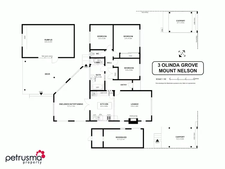 Floorplan of Homely house listing, 3 Olinda Grove, Mount Nelson TAS 7007