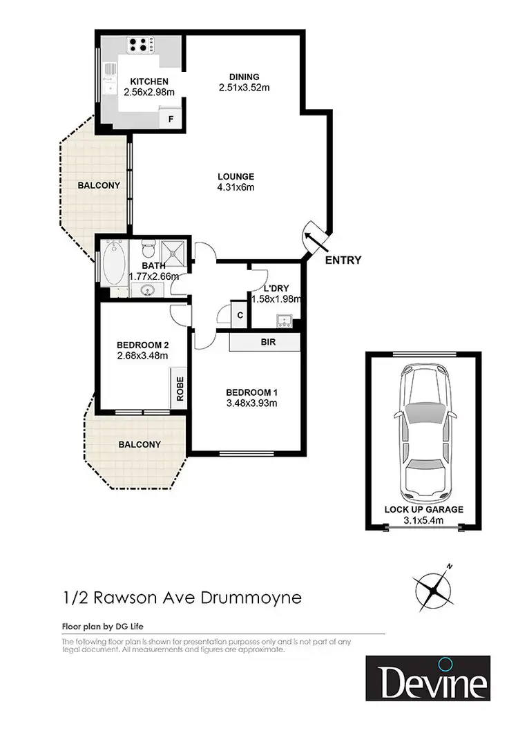 Floorplan of Homely apartment listing, 1/2 Rawson Avenue, Drummoyne NSW 2047
