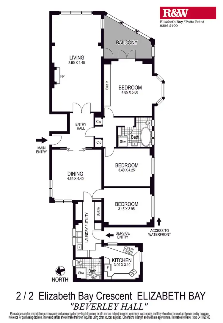 Floorplan of Homely apartment listing, 2/2 Elizabeth Bay Crescent, Elizabeth Bay NSW 2011