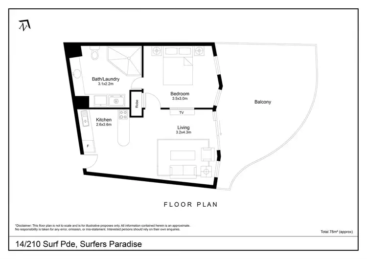 Floorplan of Homely unit listing, 14/210 Surf Parade, Surfers Paradise QLD 4217