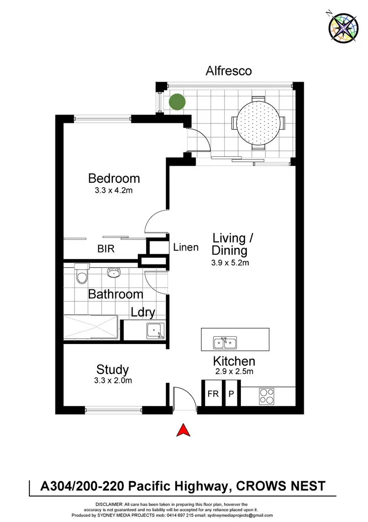Floorplan of Homely apartment listing, A304/200-220 Pacific Highway, Crows Nest NSW 2065