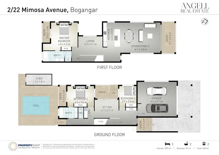Floorplan of Homely semi-detached listing, 2/22 Mimosa Avenue, Bogangar NSW 2488