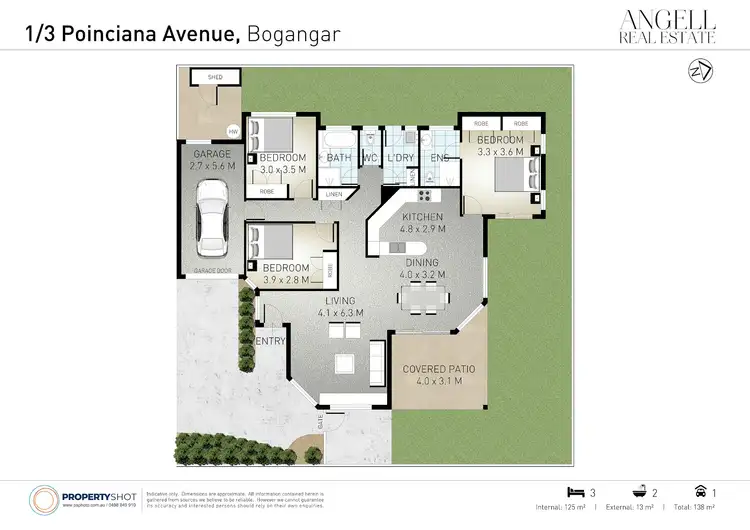 Floorplan of Homely semi-detached listing, 1/3 Poinciana Avenue, Bogangar NSW 2488