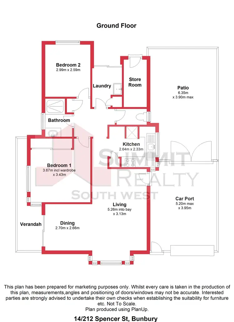 Floorplan of Homely unit listing, 14/212 Spencer Street, South Bunbury WA 6230