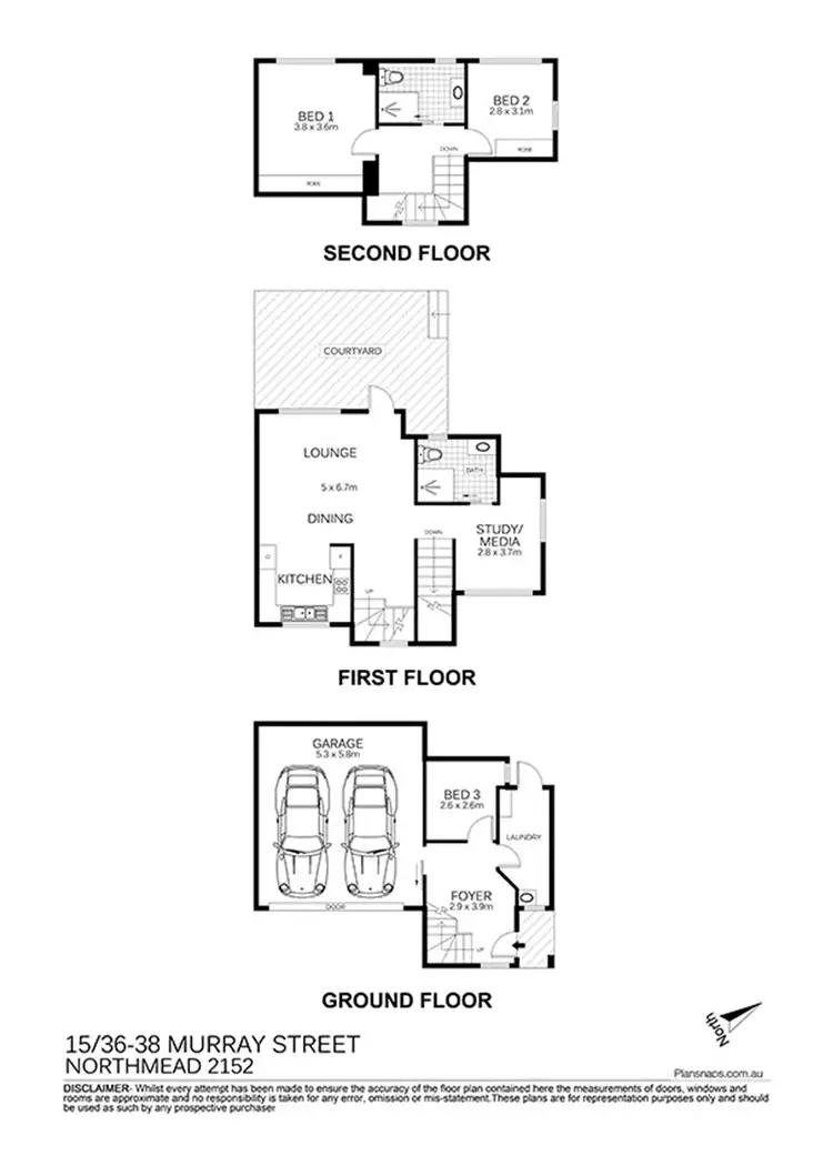 Floorplan of Homely townhouse listing, 15/36-38 Murray St St, Northmead NSW 2152
