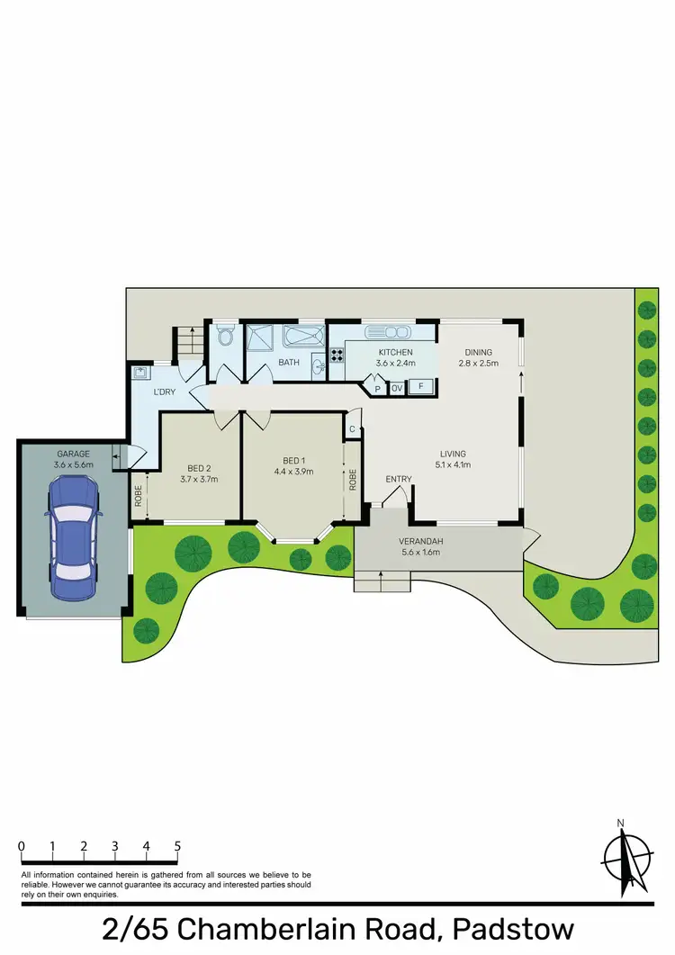 Floorplan of Homely semi-detached listing, 2/65 Chamberlain Rd, Padstow NSW 2211