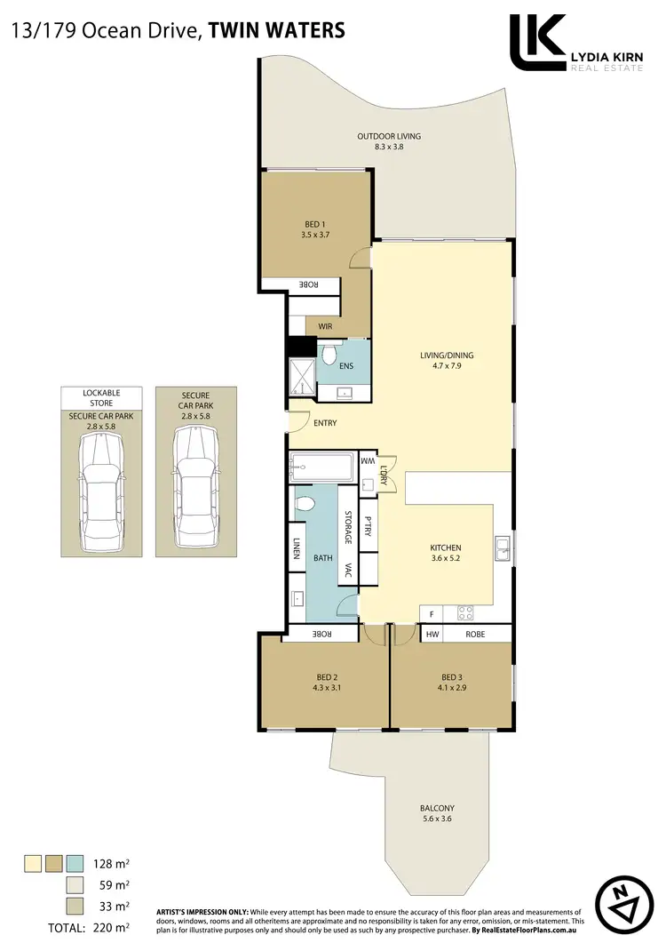Floorplan of Homely apartment listing, Unit 13/179 Ocean Dr, Twin Waters QLD 4564