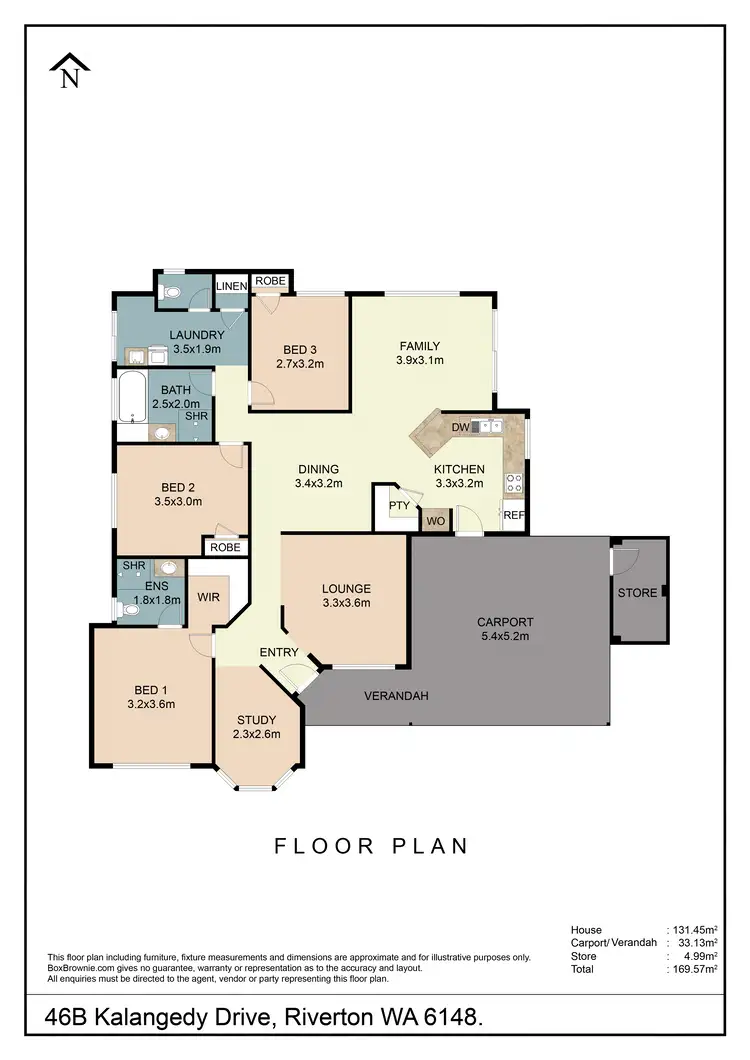 Floorplan of Homely semi-detached listing, 46B Kalangedy Drive, Riverton WA 6148
