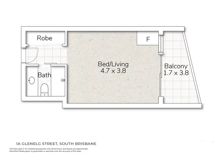 Floorplan of Homely studio listing, 33/1a Glenelg St, South Brisbane QLD 4101