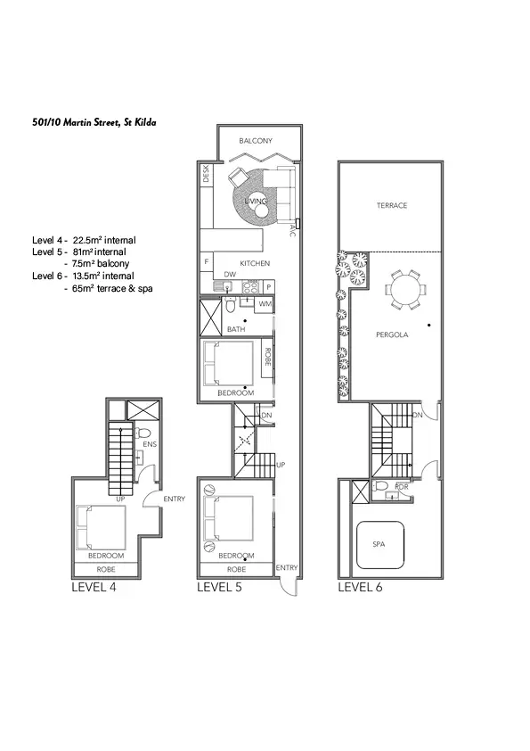 Floorplan of Homely apartment listing, Penthouse 501, 10 Martin St, St Kilda VIC 3182