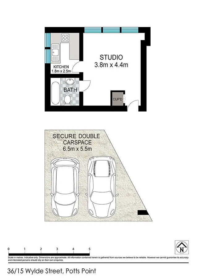 Floorplan of Homely studio listing, Unit 36/15 Wylde St, Potts Point NSW 2011