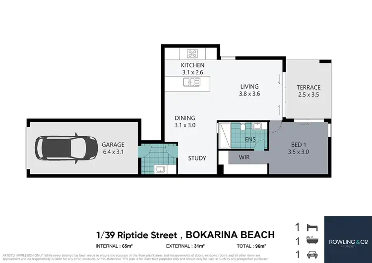 Floorplan of Homely semi-detached listing, Unit 1/39 Riptide St, Bokarina QLD 4575