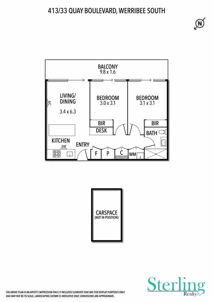 Floorplan of Homely apartment listing, 413/33 Quay Boulevard, Werribee South VIC 3030