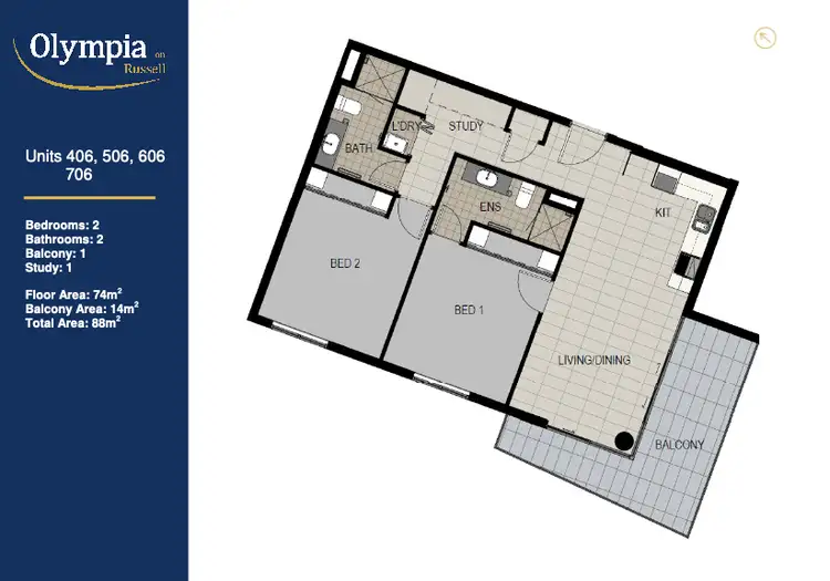Floorplan of Homely apartment listing, 406/32 Russell Street, South Brisbane QLD 4101