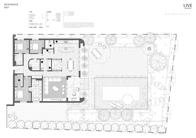 Floorplan of Homely apartment listing, G01/1 Bryson Ave, Brighton VIC 3186