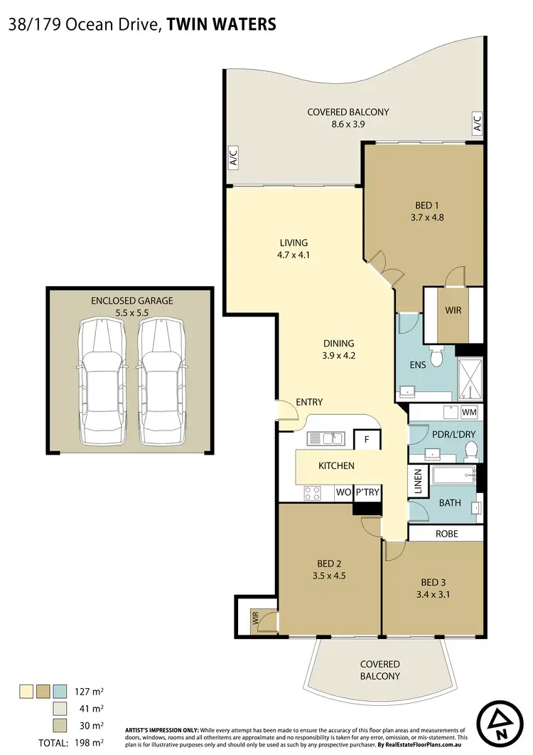 Floorplan of Homely apartment listing, Unit 38/179 Ocean Dr, Twin Waters QLD 4564