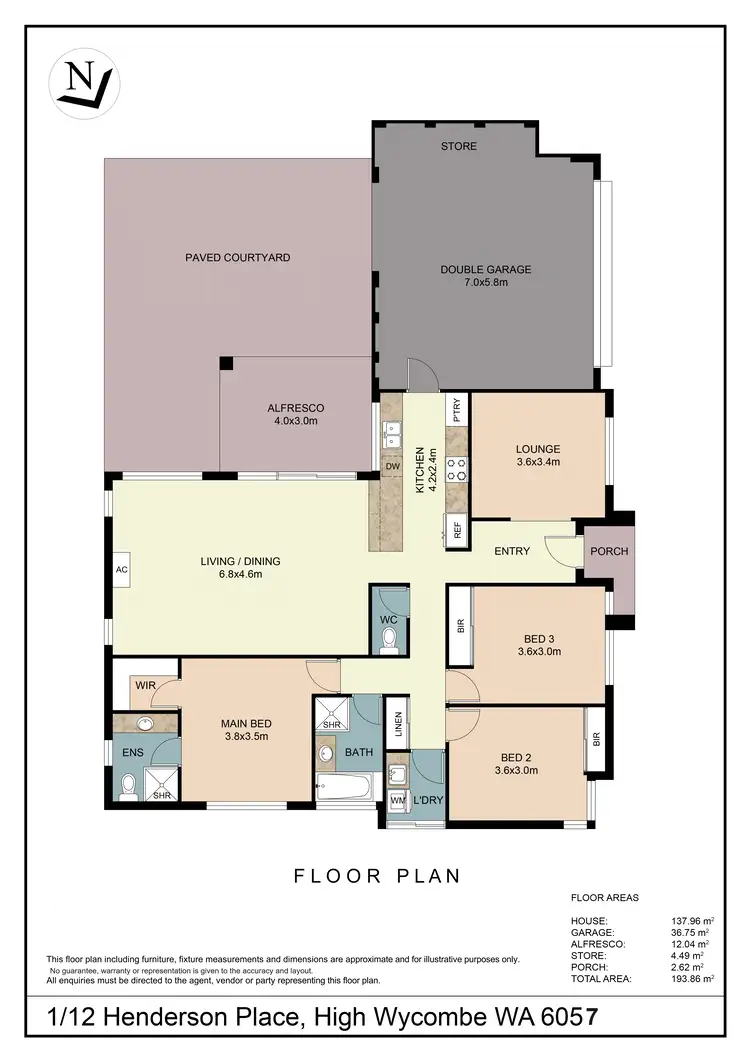 Floorplan of Homely villa listing, Unit 1/12 Henderson Place, High Wycombe WA 6057
