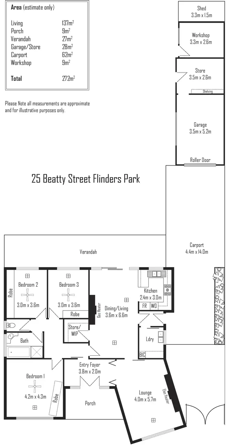 Floorplan of Homely house listing, 25 Beatty St, Flinders Park SA 5025