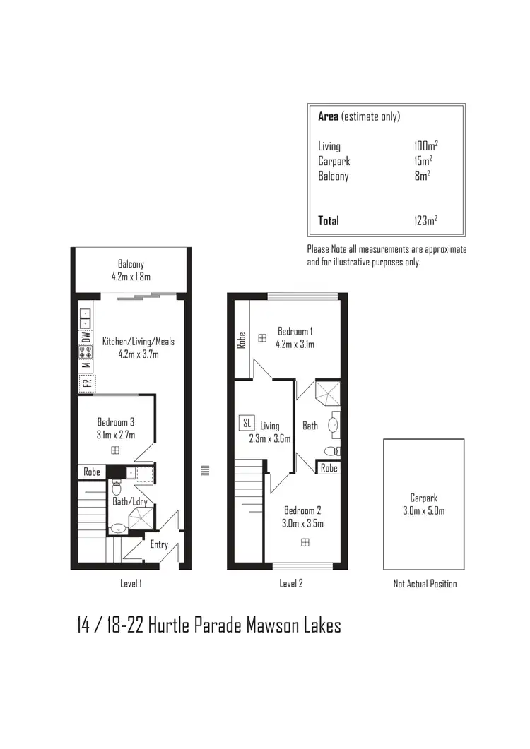 Floorplan of Homely townhouse listing, 14/18-22 Hurtle Parade, Mawson Lakes SA 5095
