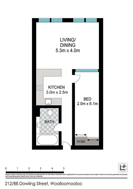 Floorplan of Homely unit listing, Unit 212/88 Dowling St, Woolloomooloo NSW 2011