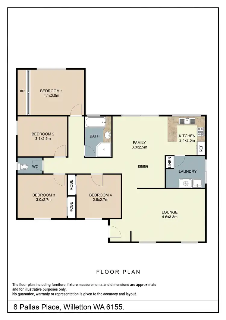 Floorplan of Homely house listing, 8 Pallas Place, Willetton WA 6155