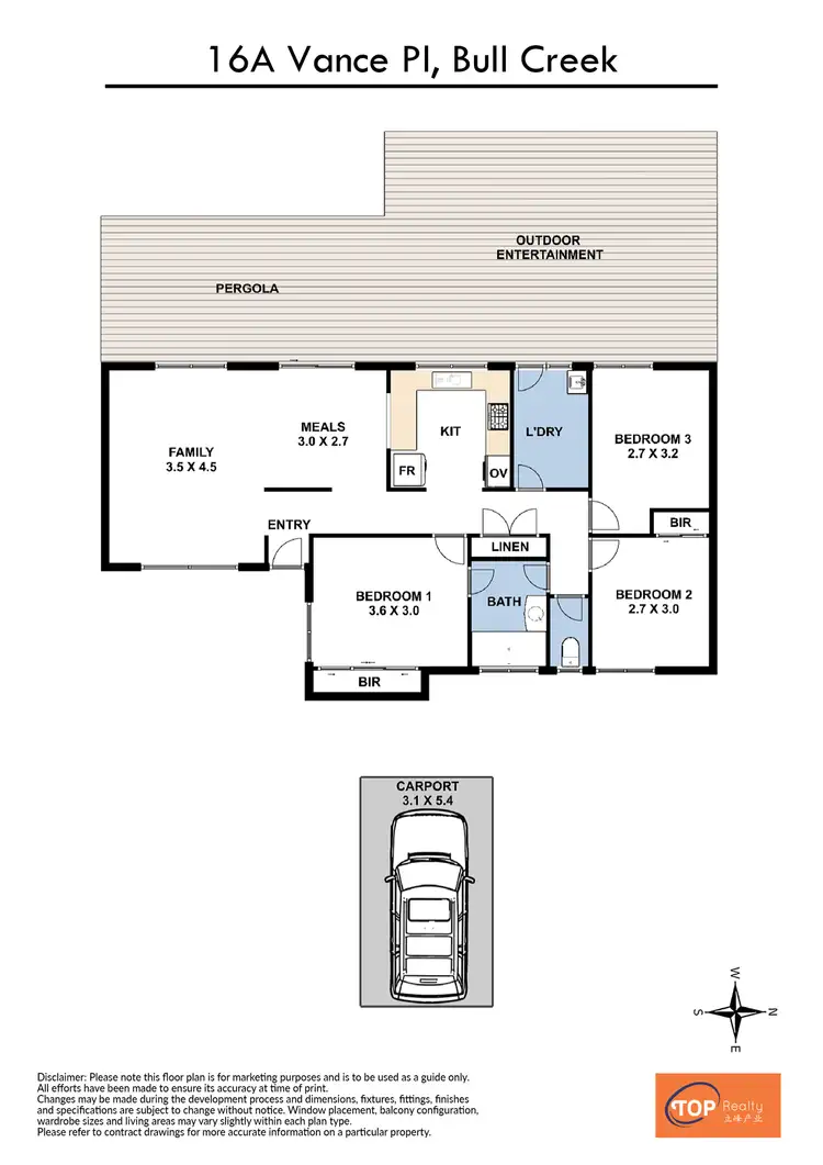 Floorplan of Homely semi-detached listing, 16A Vance Place, Bull Creek WA 6149