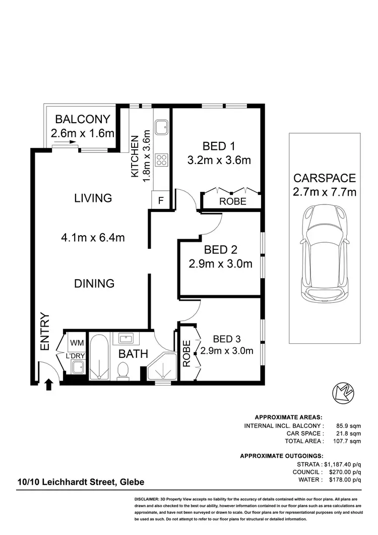 Floorplan of Homely apartment listing, Unit 10/10 Leichhardt St, Glebe NSW 2037