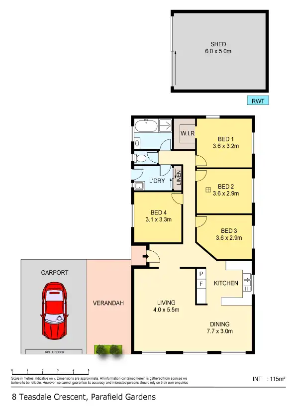 Floorplan of Homely house listing, 8 Teasdale Cres, Parafield Gardens SA 5107