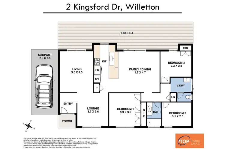 Floorplan of Homely semi-detached listing, 2 Kingsford Drive, Willetton WA 6155