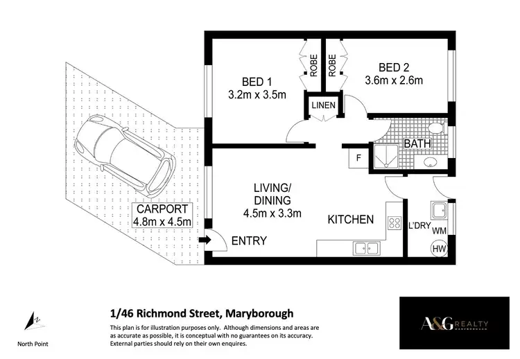 Floorplan of Homely unit listing, Unit 1/46 Richmond St, Maryborough QLD 4650
