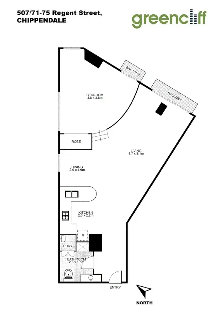Floorplan of Homely apartment listing, 507/71-75 Regent St, Chippendale NSW 2008