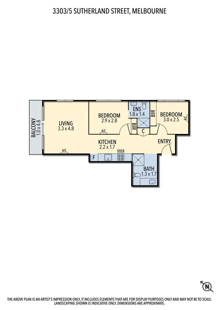 Floorplan of Homely apartment listing, Unit 3303/5 Sutherland St, Melbourne VIC 3000