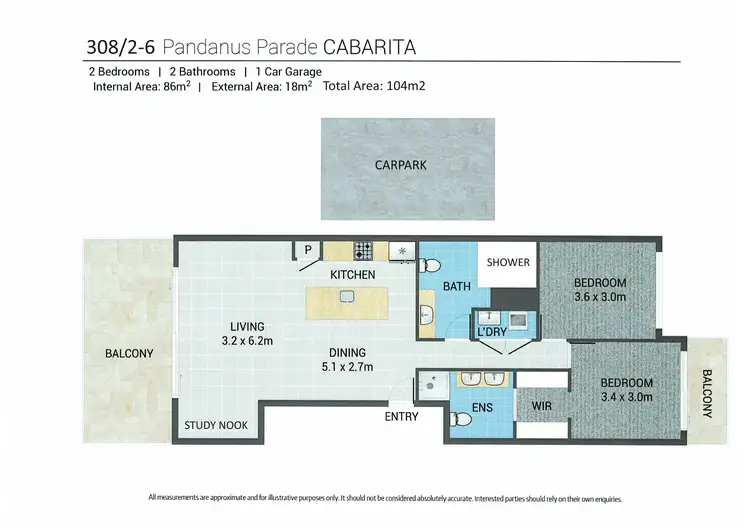 Floorplan of Homely apartment listing, 308/2-6 Pandanus Parade, Cabarita Beach NSW 2488