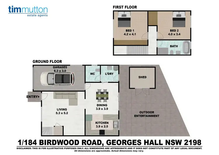 Floorplan of Homely townhouse listing, Unit 1/184 Birdwood Rd, Georges Hall NSW 2198