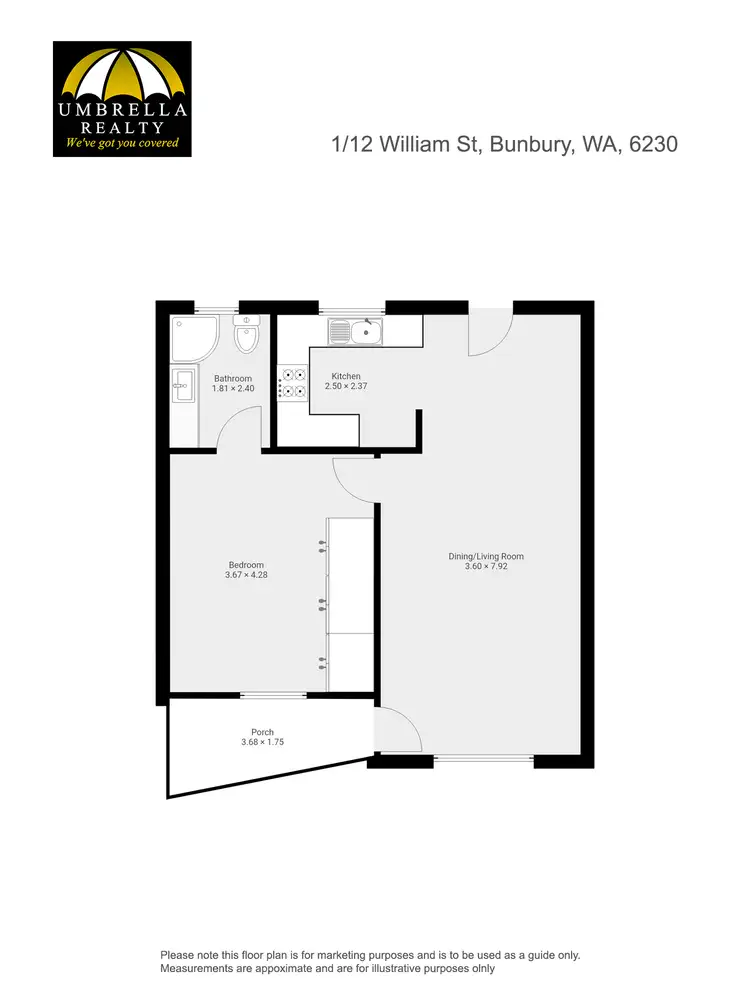 Floorplan of Homely unit listing, Unit 1/12 William St, Bunbury WA 6230