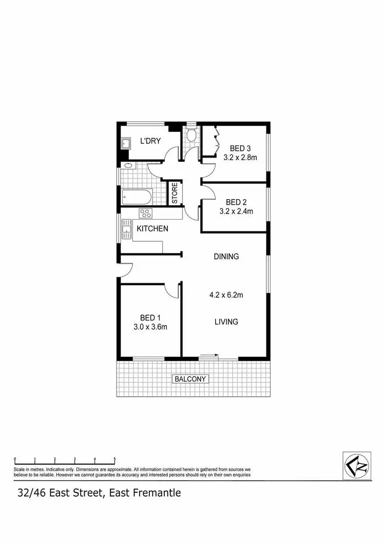 Floorplan of Homely apartment listing, 32/46 East St, East Fremantle WA 6158