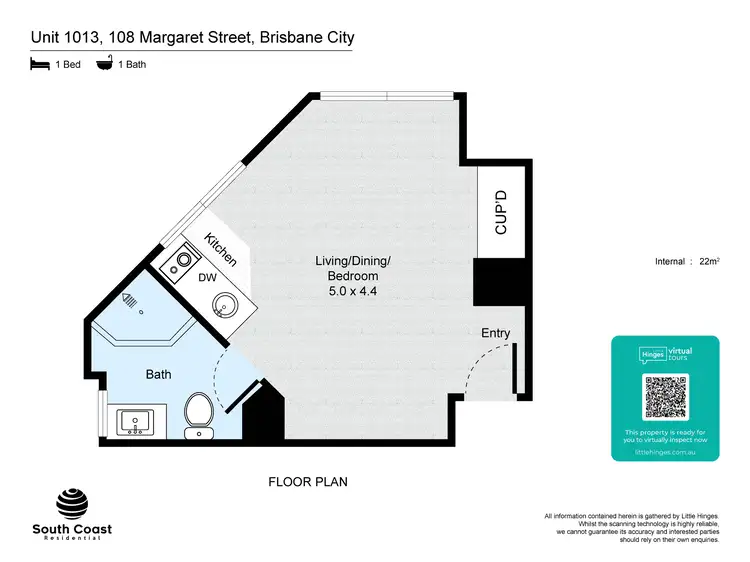 Floorplan of Homely studio listing, Unit 1013/108 Margaret St, Brisbane City QLD 4000