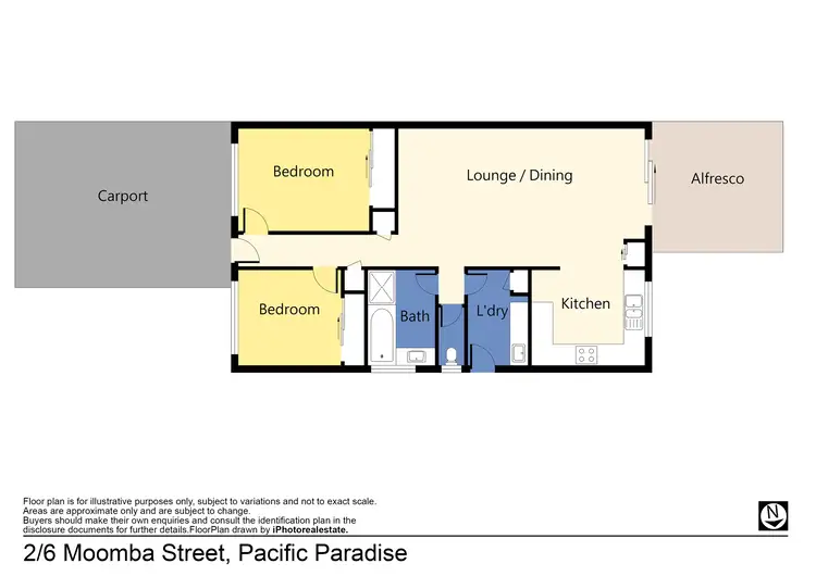 Floorplan of Homely semi-detached listing, Unit 2/6 Moomba St, Pacific Paradise QLD 4564