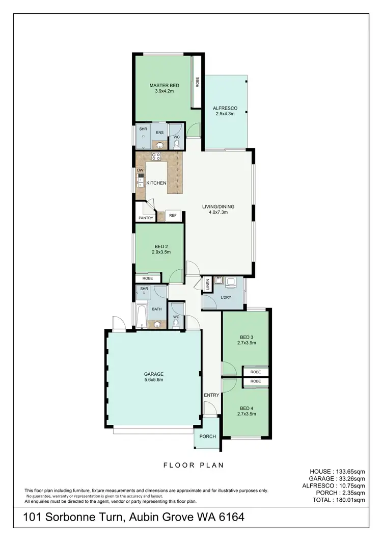 Floorplan of Homely house listing, 101 Sorbonne Turn, Aubin Grove WA 6164
