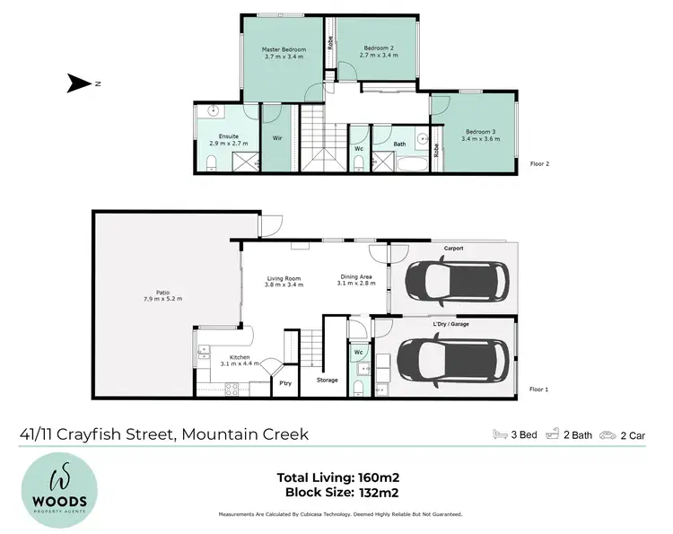 Floorplan of Homely townhouse listing, Unit 41/11 Crayfish St, Mountain Creek QLD 4557