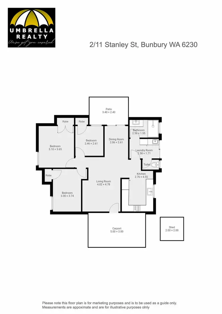 Floorplan of Homely unit listing, 2/11 Stanley Street, Bunbury WA 6230