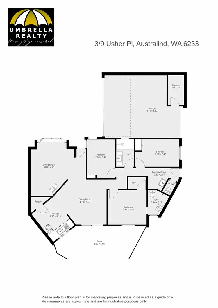 Floorplan of Homely unit listing, Unit 3/9 Usher Pl, Australind WA 6233