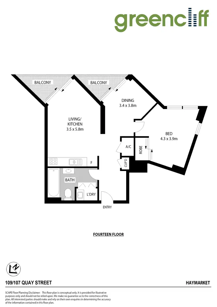 Floorplan of Homely apartment listing, 109/107-121 Quay St, Haymarket NSW 2000