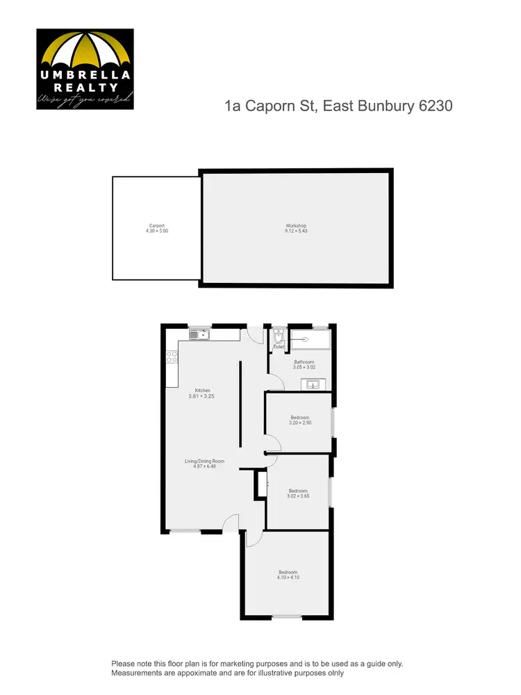 Floorplan of Homely unit listing, 1A Caporn St, East Bunbury WA 6230