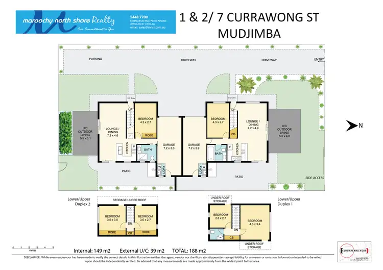 Floorplan of Homely house listing, 1 & 2/7 Currawong St, Mudjimba QLD 4564